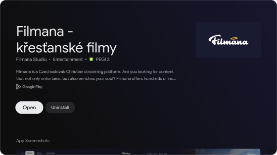 Instalace aplikace Filmana