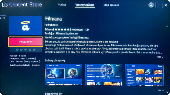 Instalace aplikace Filmana